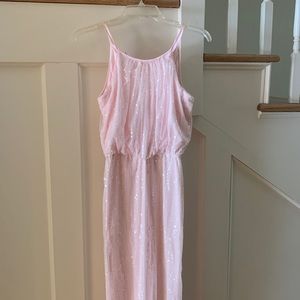 Roberta light pink sequined full length dress